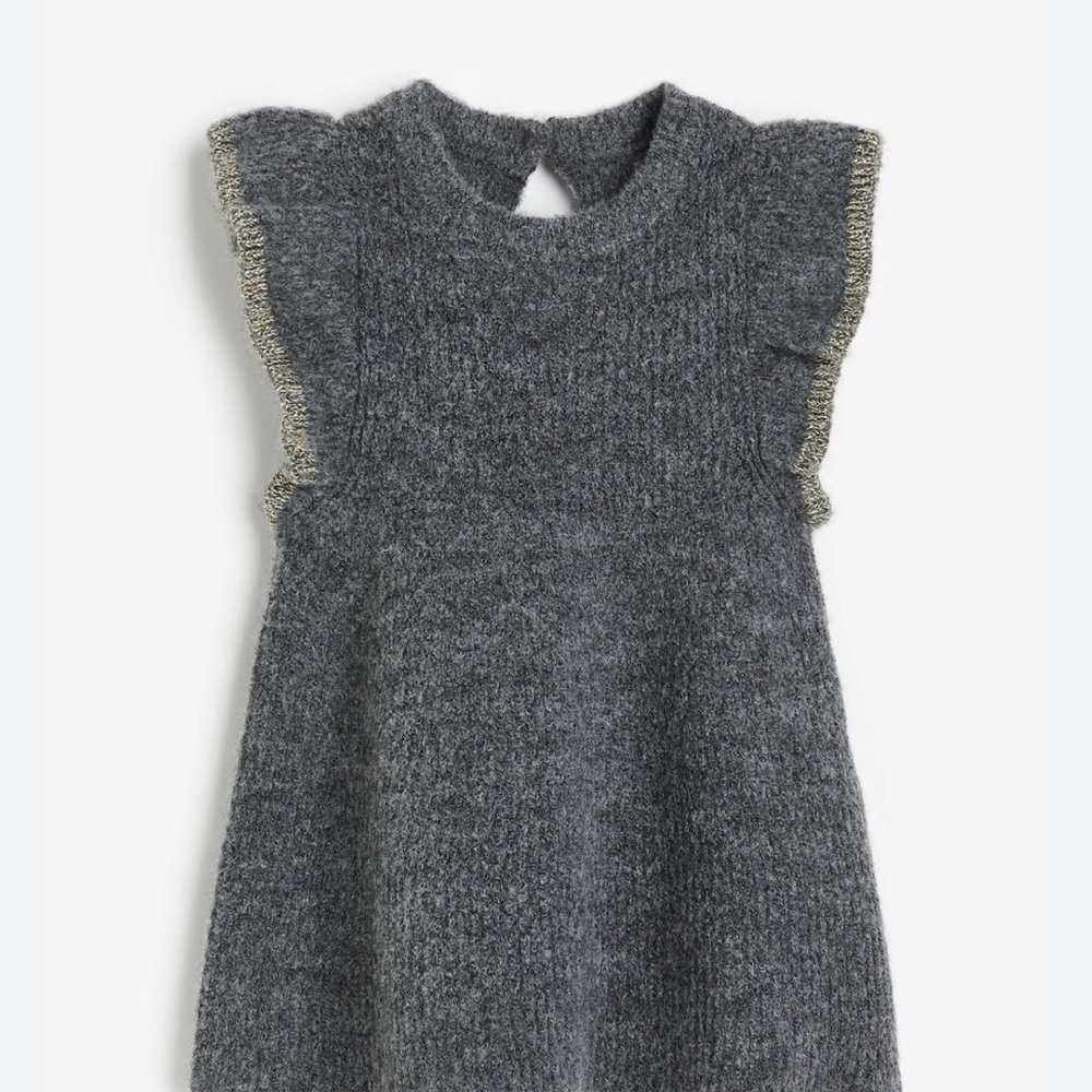 H&M FLOUNCE-TRIMMED KNIT DRESS